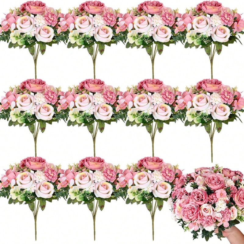 Dried Flower Bulk - Buket Bunga Mawar Sutra Buatan 32cm,