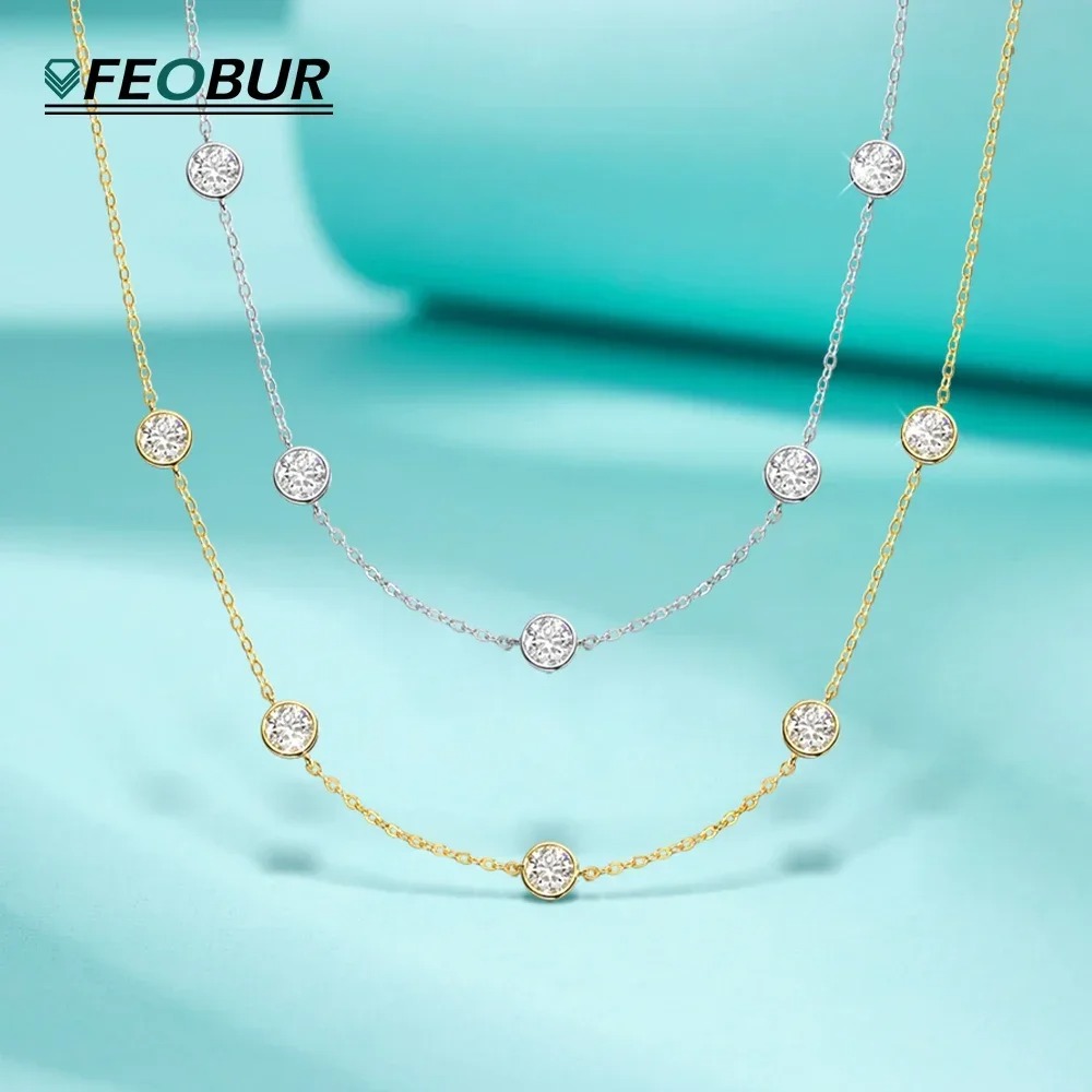 Bezels Set Pendant - Kalung Moissanite 5Mm Bersertifikat GRA untuk