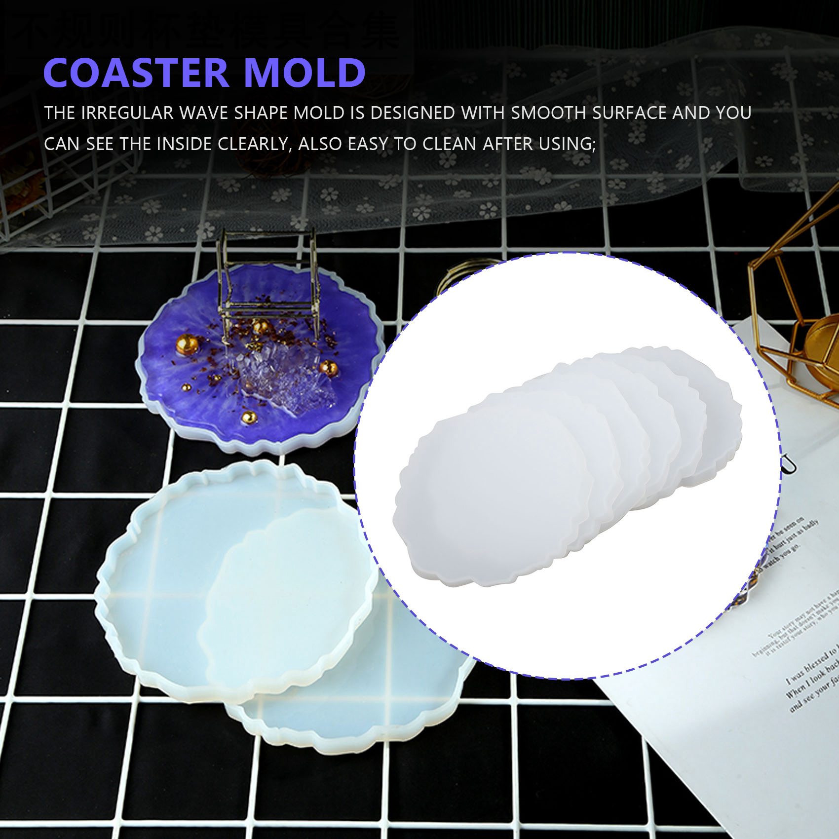 A58Z 6 Buah Cetakan Coaster Re - Geode Mold Silicone ulasan dan harga
