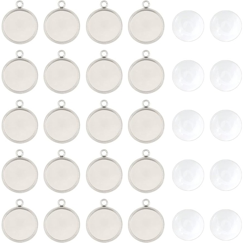 50 set liontin Cabochon set pe - Bezels Set Pendant ulasan dan harga